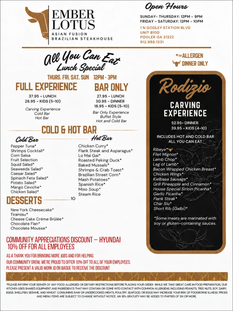 Menu Details & Allergy Notice
